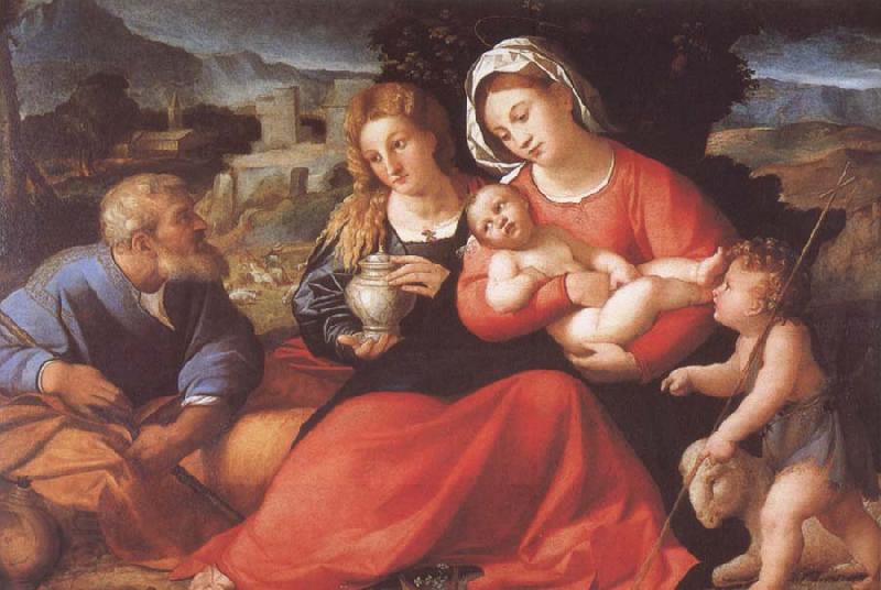 Palma Vecchio The Holy Family with Mary Magdalene and the Infant Saint John oil painting picture